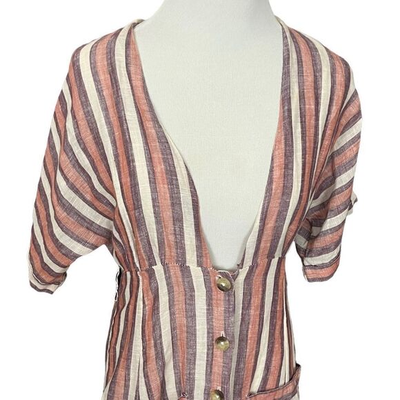 Free People Monday Striped Linen Midi Dress XS - Picture 5 of 9